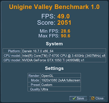 Uniengine Valley benchmark