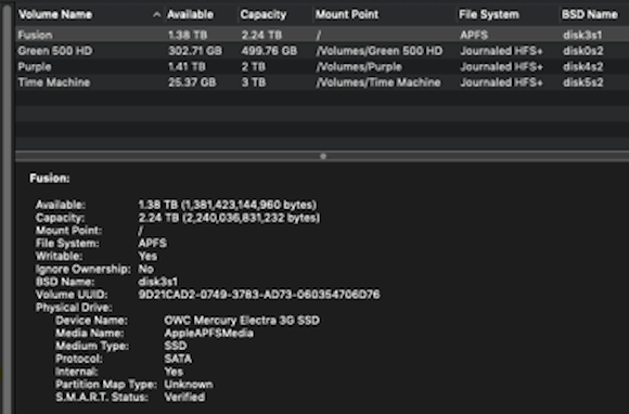 Mojave 2009 Mac Pro Storage Info