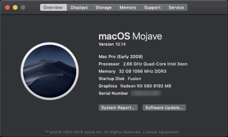 Mojave 2009 Mac Pro SysInfo