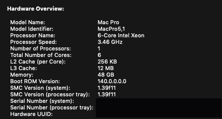 Mac Pro bootrom version after 10.14 update