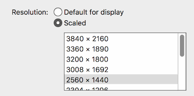 display resolution options