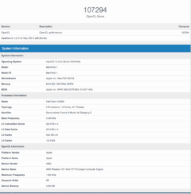 GeekBench OpenCL benchmark