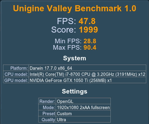 Uniengine Valley benchmark