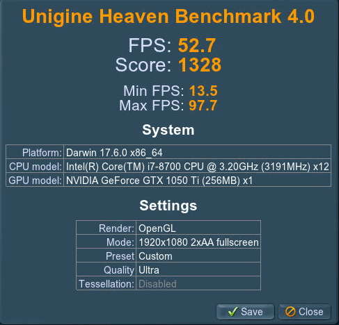 Uniengine Haven benchmark