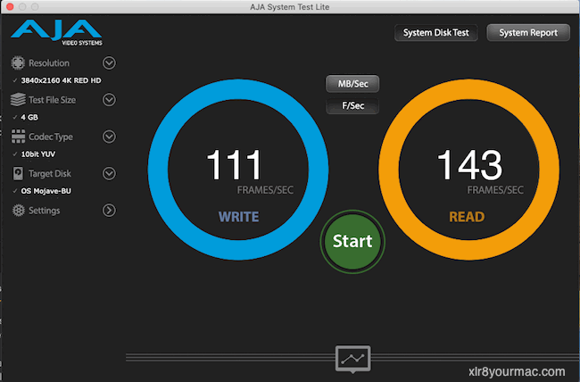 AJA FPS Test Results