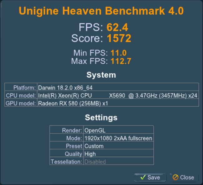 Heaven Benchmark Scores