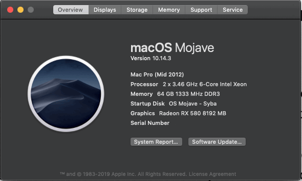 Mac Pro System Info Screen