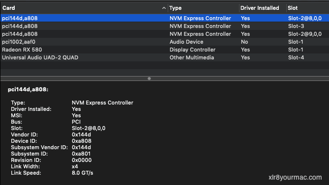 PCIe Link Speed Report (Blade 1)