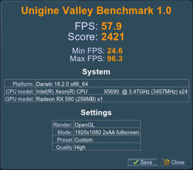 Valley Benchmark Scores