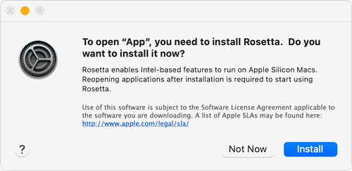 Rosetta Install Alert